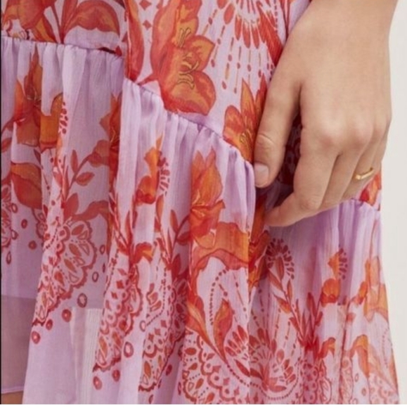 Anthropologie Floreat 100% silk midi dress, size 12 petite. - Picture 2 of 6